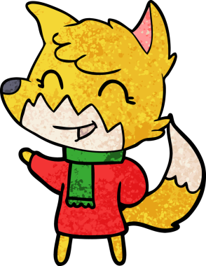 Bir insan tarafından çizilmiş mutlu çizgi film tilkisi.