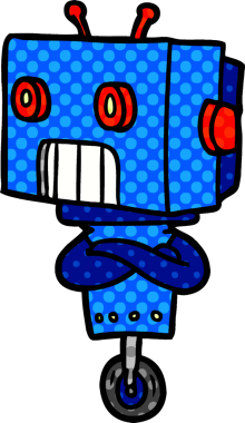 Bir insan tarafından çizilmiş çizgi film robotu