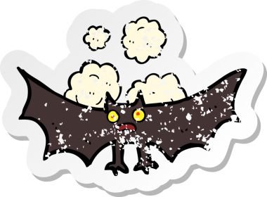 Bir insan tarafından çizilmiş karikatür yarasasının gerilimli çıkartması.