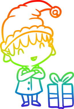 gökkuşağı gradyanı çizimi Mutlu bir noel elfi bir insan tarafından çizildi