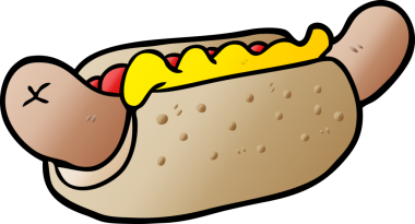 Bir insan tarafından çizilmiş taze, lezzetli bir sosisli.