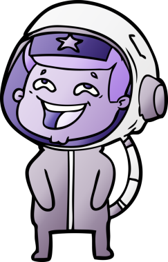 Bir insan tarafından çizilmiş gülen astronot çizgi filmi.