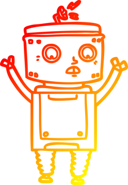 Bir insan tarafından çizilen çizgi film robotunun sıcak çizgi çizimi