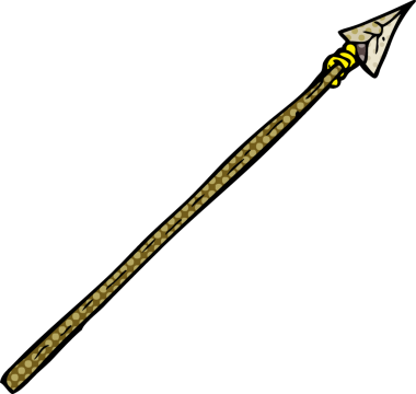 bir insan tarafından çizilmiş ilkel bir mızrak.