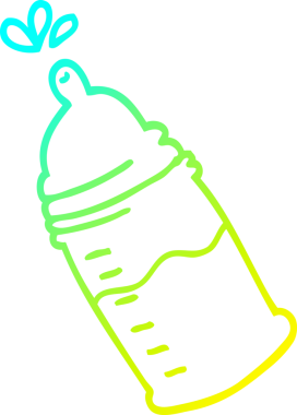 Bir insanın çizdiği karikatür bebek şişesinin soğuk gradyan çizgisi