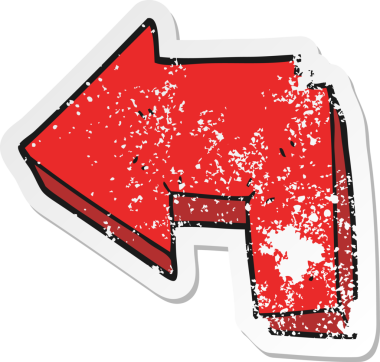 Bir insan tarafından çizilmiş karikatür yön okunun gerilimli yapıştırması