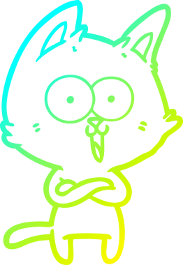 Bir insan tarafından çizilmiş komik çizgi film kedisinin soğuk gradyan çizgisi.