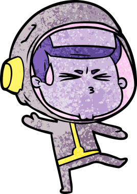 Çizgi film bir insan tarafından çizilmiş astronot.