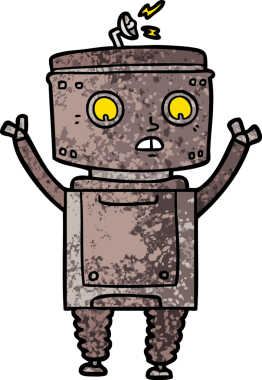 Bir insan tarafından çizilmiş çizgi film robotu