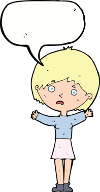 Bir insan tarafından çizilmiş konuşma balonu olan endişeli bir karikatür.