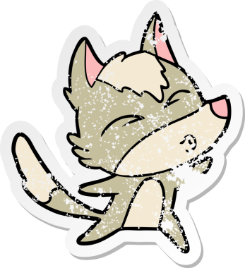 Bir insan tarafından çizilmiş bir kurt çizgi filminin sıkıntılı çıkartması