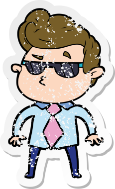 Bir insan tarafından çizilmiş havalı bir adamın sıkıntılı çıkartması.