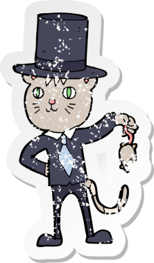 Bir insan tarafından çizilmiş zengin bir kedinin gerilimli çıkartması.