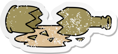 Bir insan tarafından çizilmiş kırık bir şişenin çizilmiş karikatürü.