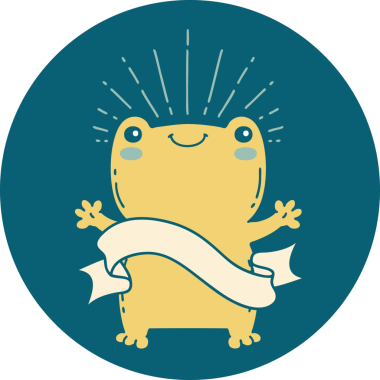 Bir insan tarafından çizilen mutlu kurbağa dövmesi ikonu