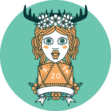 Bir insan tarafından çizilmiş 20 rulo doğal Druid ikonu.