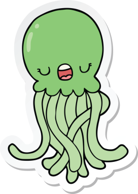 Bir insan tarafından çizilmiş bir denizanasının çıkartması.