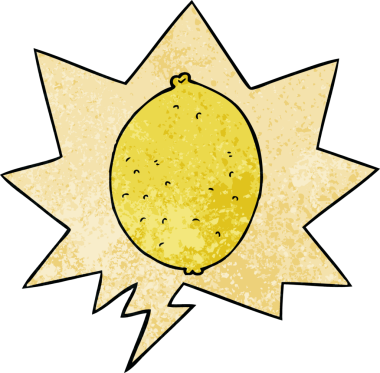 Konuşma baloncuğu olan limon çizgi filmi insan tarafından çizilmiş.