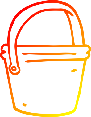 Bir insan tarafından çizilen çizgi film kovasının sıcak gradyan çizimi