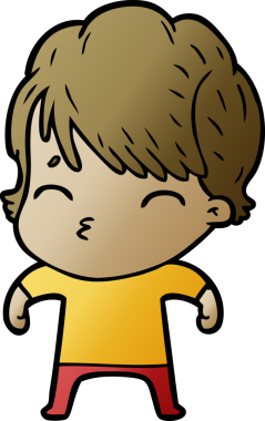 Bir insan tarafından çizilmiş bir çizgi film kadını.