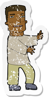 Bir insan tarafından çizilmiş bir karikatür adamın gerilimli çıkartması.