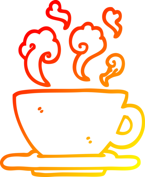 Bir insan tarafından çizilen sıcak kahve çizgi filminin çizimi.