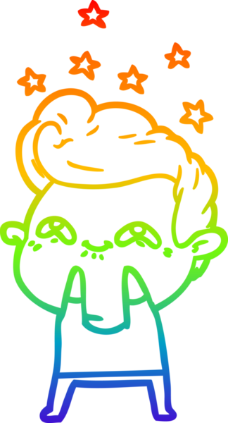 Gökkuşağı gradyanı çizimi bir insan tarafından çizilmiş heyecanlı bir çizgi film