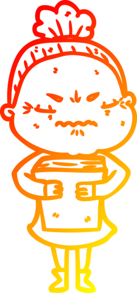 Bir insan tarafından çizilmiş, karikatür çizen yaşlı bir kadın.