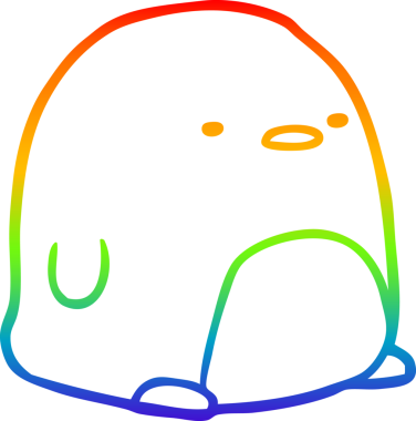 Gökkuşağı gradyan çizgisi Bir insan tarafından çizilmiş sevimli bir penguen