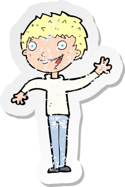 Bir insan tarafından çizilen mutlu çocuk çizgi filminin gerilimli yapıştırması.