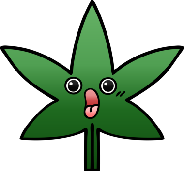 Bir insan tarafından çizilmiş marihuana yaprağının gölgeli çizgi filmi.