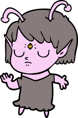 Bir insan tarafından çizilmiş uzaylı kız.