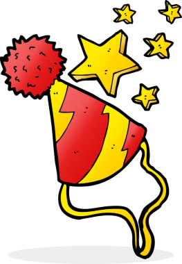 Bir insan tarafından çizilmiş karikatür parti şapkası.