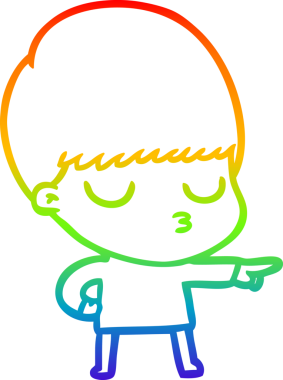 Gökkuşağı gradyan çizgi çizimi bir insan tarafından çizilmiş sakin bir çocuk