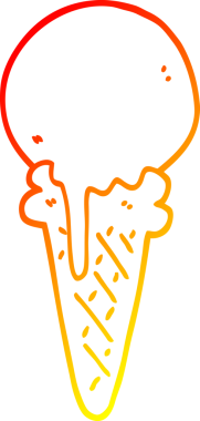 Bir insan tarafından çizilmiş bir dondurma külahının sıcak çizgi çizimi