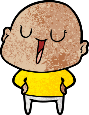 Bir insan tarafından çizilmiş mutlu, kel adam.