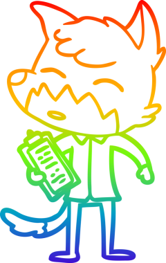 gökkuşağı gradyanı çizimi bir insan tarafından çizilmiş tilki çizgi filmi