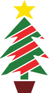 Bir insan tarafından çizilmiş bir noel ağacının düz renkli retro karikatürü