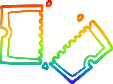 Bir insanın çizdiği çizgi film biletinin gradyan çizimi.