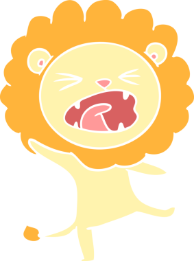 Bir insan tarafından çizilmiş düz renkli çizgi film aslanı