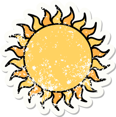 Bir insan tarafından çizilmiş geleneksel bir güneş stili dövmesi.