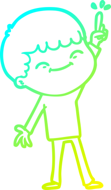 Bir çizgi film karakteri çizen soğuk çizgi bir insan tarafından çizilmiş mutlu çocuk.