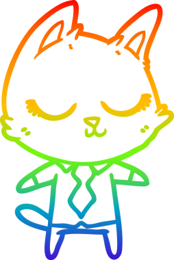 Gökkuşağı gradyan çizgisi bir insan tarafından çizilmiş sakin bir çizgi kedi çizimi