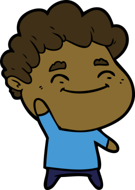 Bir insan tarafından çizilmiş çizgi film dostu bir adam.