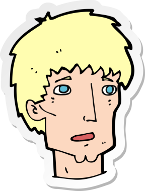 Bir insan tarafından çizilmiş endişeli bir karikatür çıkartması.