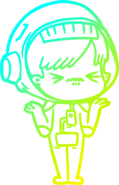 Bir insan tarafından çizilmiş soğuk gradyan çizgili astronot kadın çizimi.