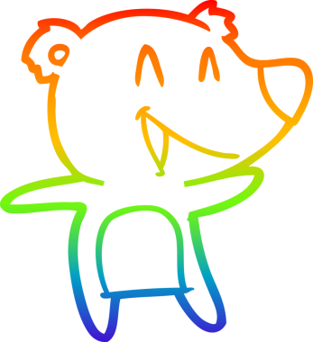 Gökkuşağı gradyan çizgisi Bir insan tarafından çizilmiş gülen ayı karikatürü