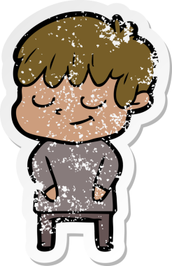 Bir insan tarafından çizilmiş mutlu bir çocuğun sıkıntılı çıkartması.