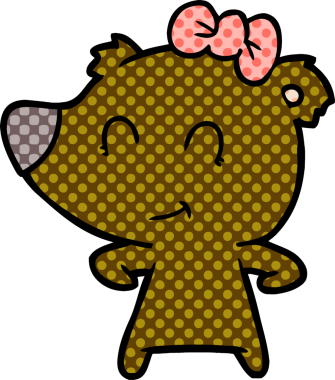 Bir insan tarafından çizilmiş dişi ayı çizgi filmi.