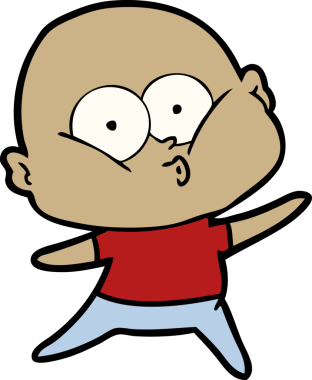 Bir insan tarafından çizilmiş kel bir adam.